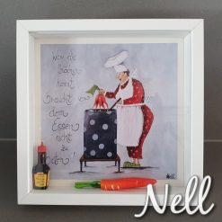 Bild  "Wer die Köchin kennt....braucht vor dem essen nicht zu beten" 25cm x 25cm