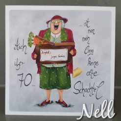 Postkarte "Auch über 70...ist man noch lang keine alte Schachtel"