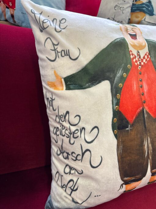 XXL Kissen 60cm x 60cm  "Meine Frau hat den geilsten Arsch der Welt...MICH!" – Bild 2