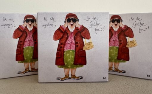 HOLZBILD   10cm x 10cm   "Hab mich umgesehen.....bin die Geilste hier!"