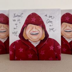 HOLZBILD   10cm x 10cm   "Manchmal rede ich mit mir selbst.....und dann lachen wir beide"