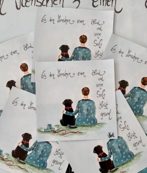 Autoaufkleber - Aufkleber      "Gib dem Menschen einen Hund....und seine Seele bleibt gesund" 10x10cm